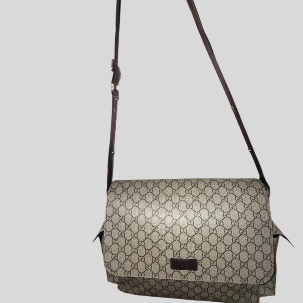 Gucci Beige and Brown GG Pattern diaper Bag large